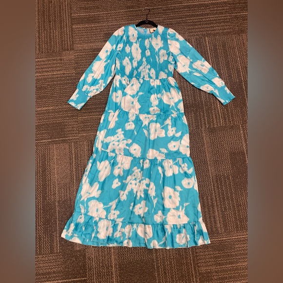 NWT TUCKERNUCK Turquoise Watercolor Floral Libby Dress Size Large - Picture 11 of 16
